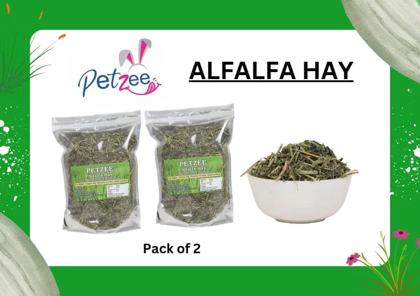 یونجه خشک، غذا برای بچه خرگوش ها، خوکچه هندی، همسترها و سایر حیوانات کوچک (400 گرم، بسته 2 عددی)