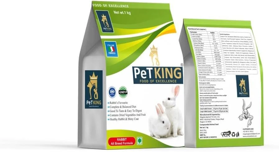 غذای خرگوش بالغ پِت کینگ، انتخاب متخصص تغذیه با فرمول یونجه آلفا، مناسب برای همه نژادها، پلت خشک ۱ کیلوگرمی برای خرگوش های کوچک و بالغ