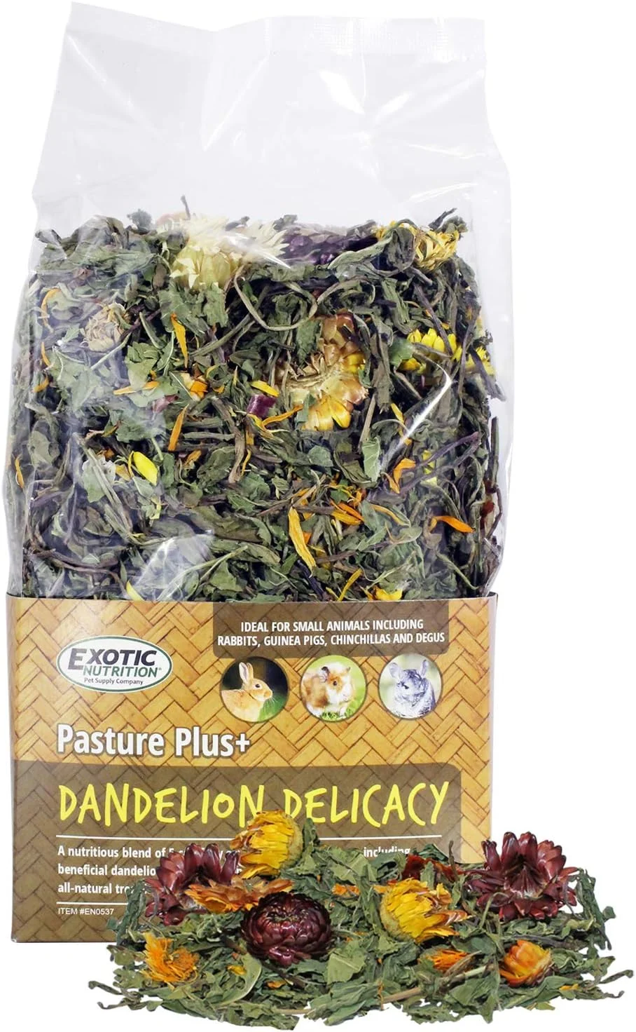 خوراک گل قاصدک لذیذ Pasture Plus+ - خوراکی طبیعی و پرفیبر برای سنجاب ها، خوکچه هندی، خرگوش، چینچیلا، سگ دشتی، دگو، همستر، جربیل و سایر حیوانات خانگی کوچک