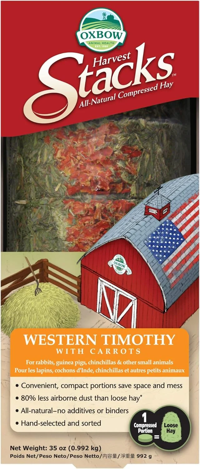 یونجه تیموتی Oxbow Harvest Stack با هویج برای حیوانات کوچک - 992 گرم