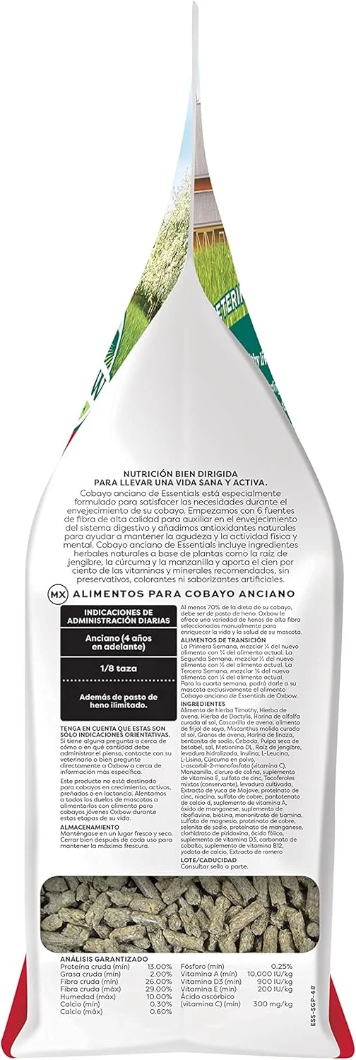 غذای کامل خوکچه هندی مسن Oxbow Essentials - پلت های غذایی کاملا طبیعی برای خوکچه هندی های مسن - 4 پوند