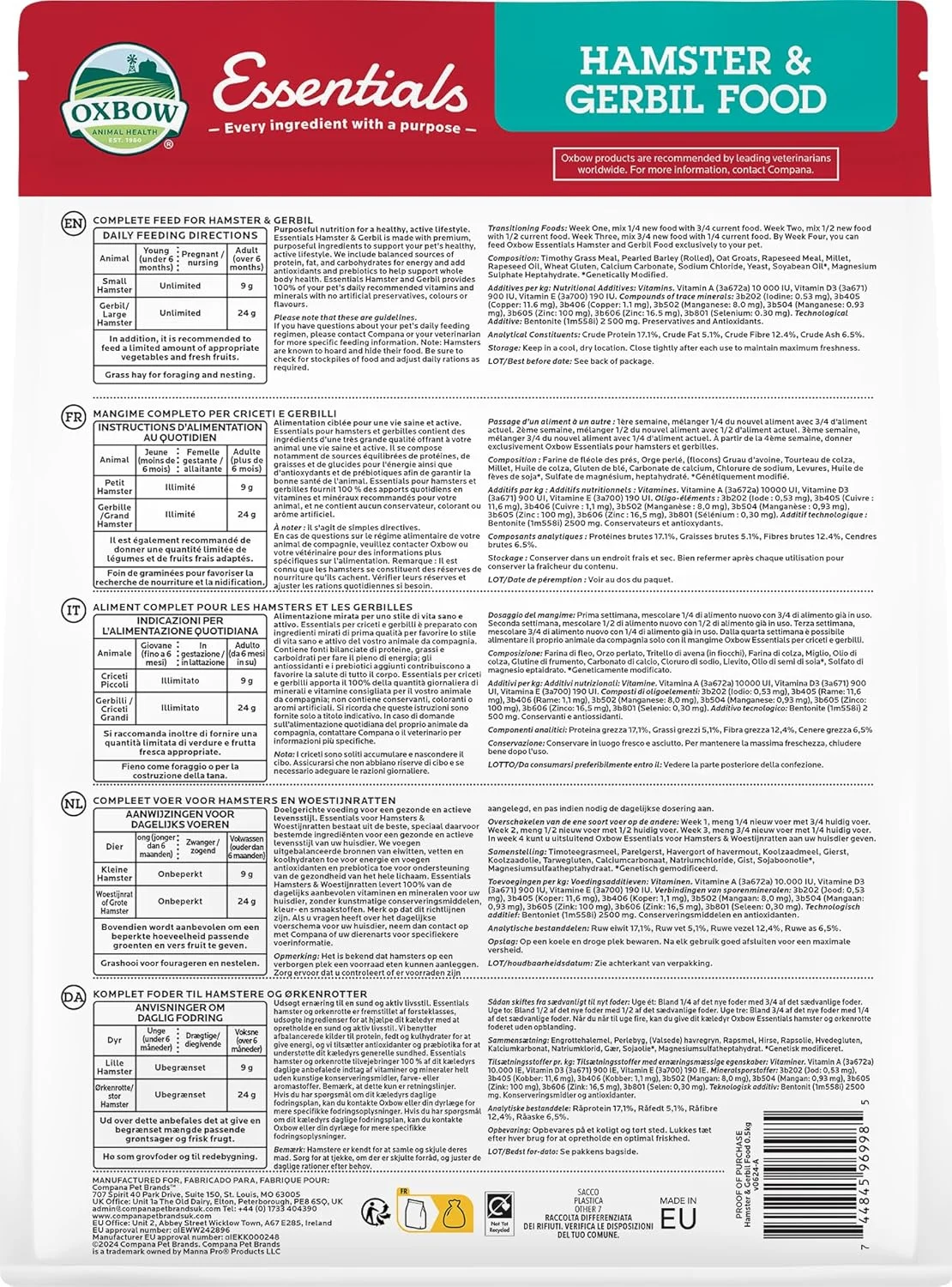 غذای کامل همستر و جربیل آکس بو - 0.5 کیلوگرم