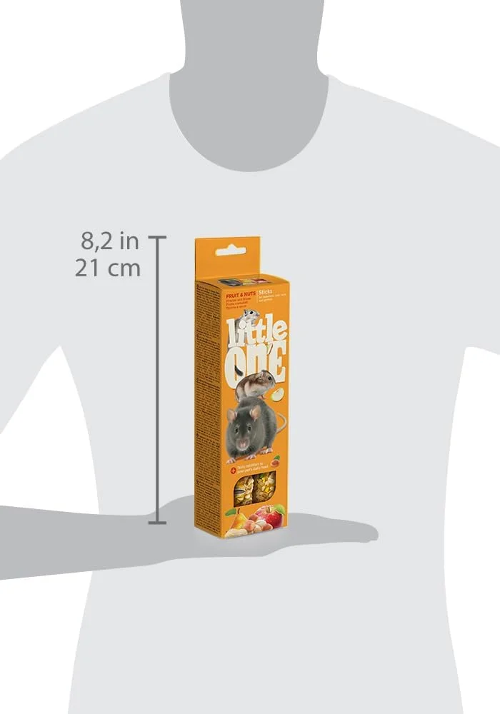 تشویقی میله ای برای همستر، موش صحرایی، موش و جربیل با طعم میوه و آجیل 2x60 گرم