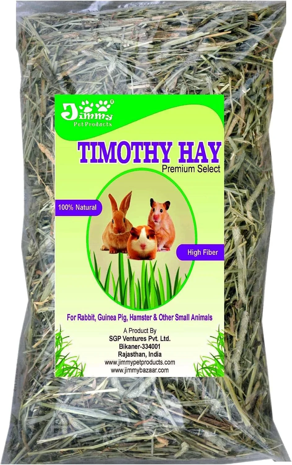 یونجه تیموتی جیمی پت برای خرگوش، خوکچه هندی و همستر، سرشار از فیبر (200 گرم)، مناسب تمام مراحل زندگی