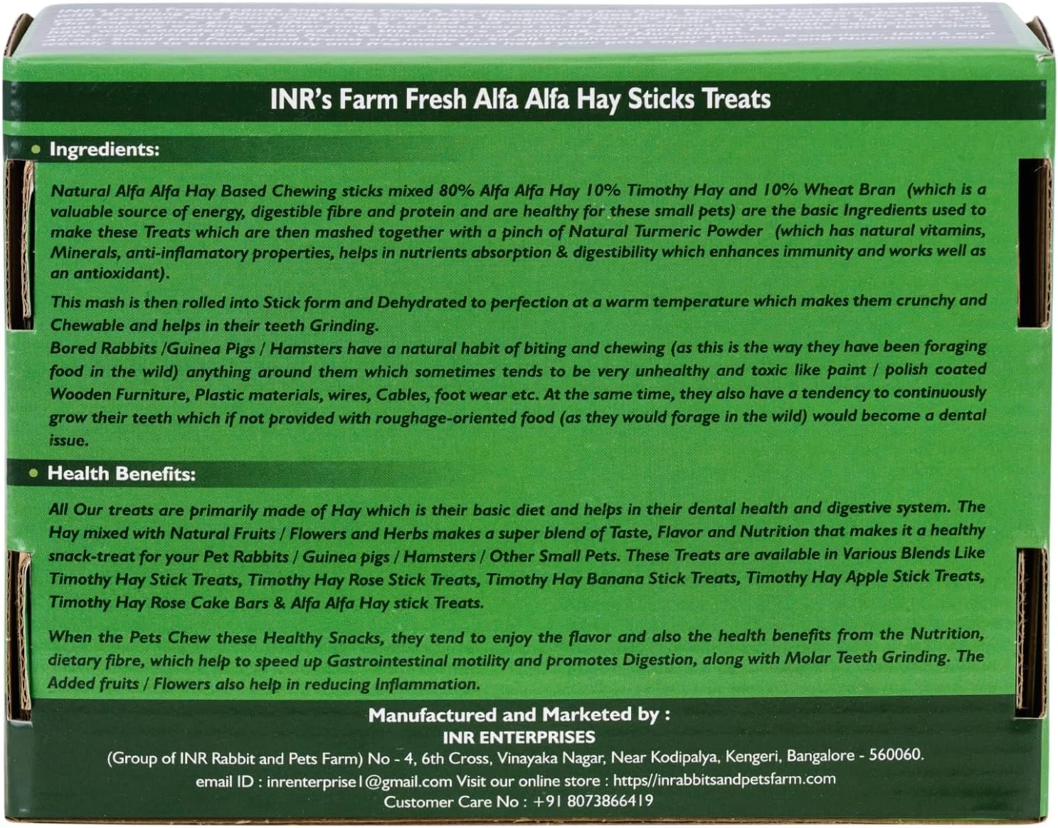 تشویقی چوبی یونجه تیموتی تازه مزرعه INR برای خرگوش/خوکچه هندی/حیوانات خانگی کوچک، بسته 1 عددی