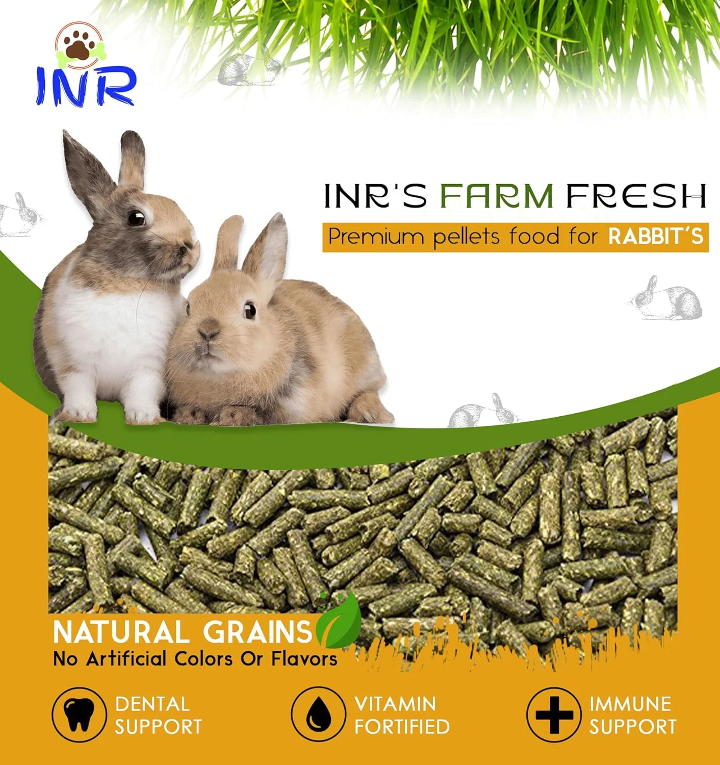 غذای پلت ممتاز و تازه مزرعه INR برای خرگوش ها (1 کیلوگرم) | مواد مغذی ضروری پیشرفته و محتوای فیبر بالا برای خرگوش های کوچک و بزرگ | غذا برای تمام مراحل زندگی