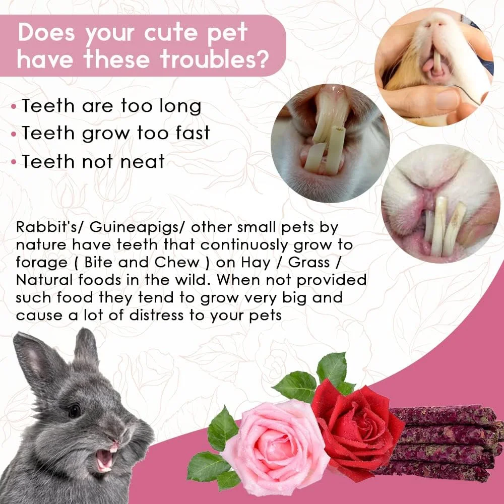 بسته ترکیبی ۱+۱ تشویقی چوبی یونجه تیموتی تازه مزرعه INR و تشویقی چوبی گل رز یونجه تیموتی برای خرگوش/خوکچه هندی/حیوانات خانگی کوچک