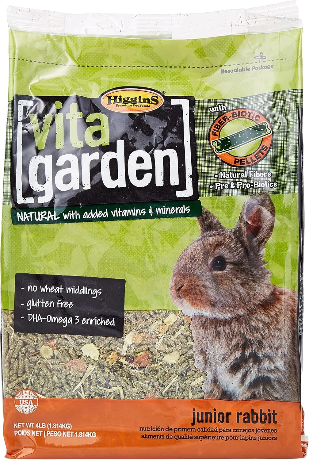 غذای جونیر خرگوش هیگینز ویتا گاردن، چند رنگ، 4 پوند
