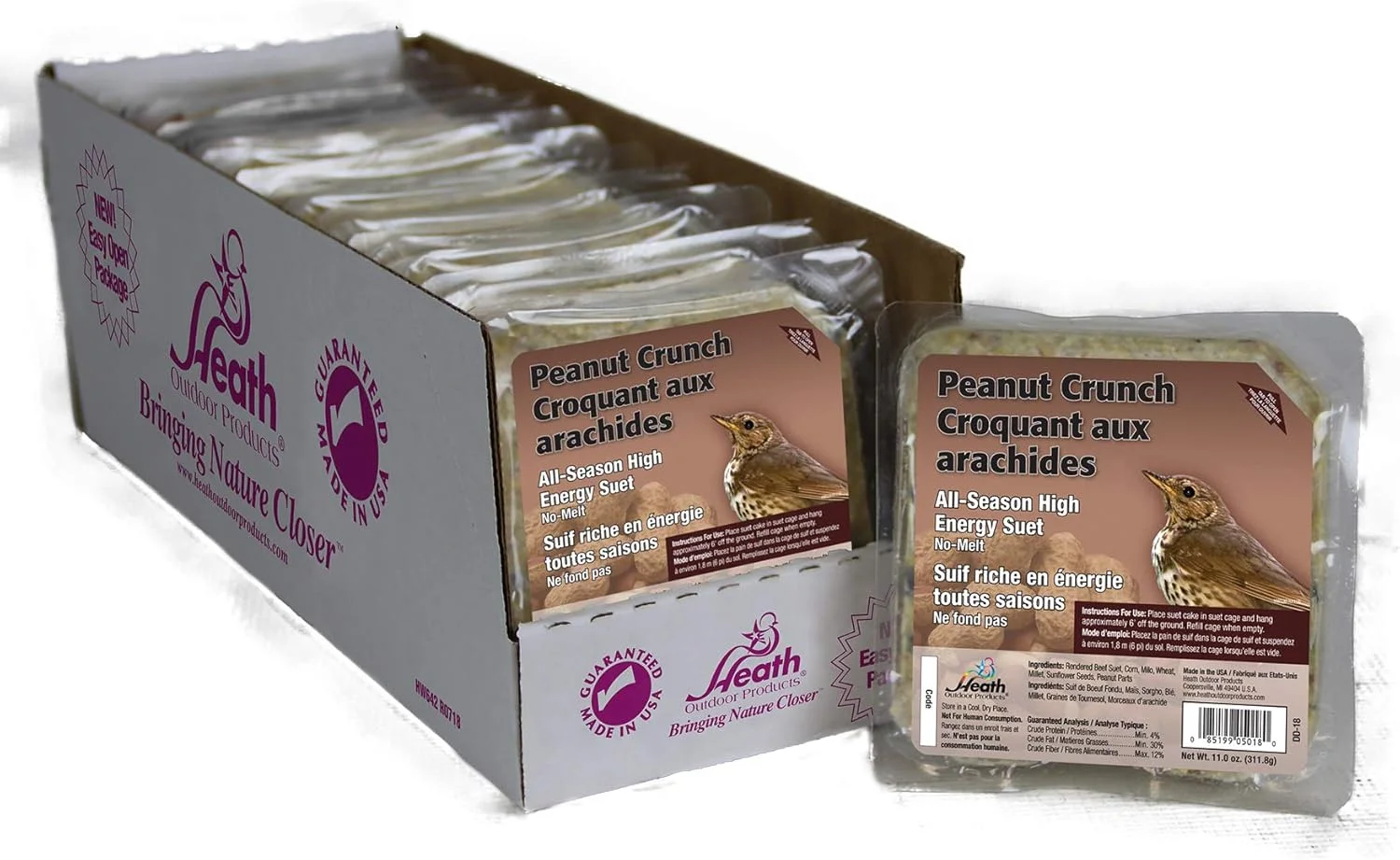 کیک غذای پرندگان با طعم بادام زمینی هیث اوت دور پروداکتس مدل DD-18، بسته 12 عددی