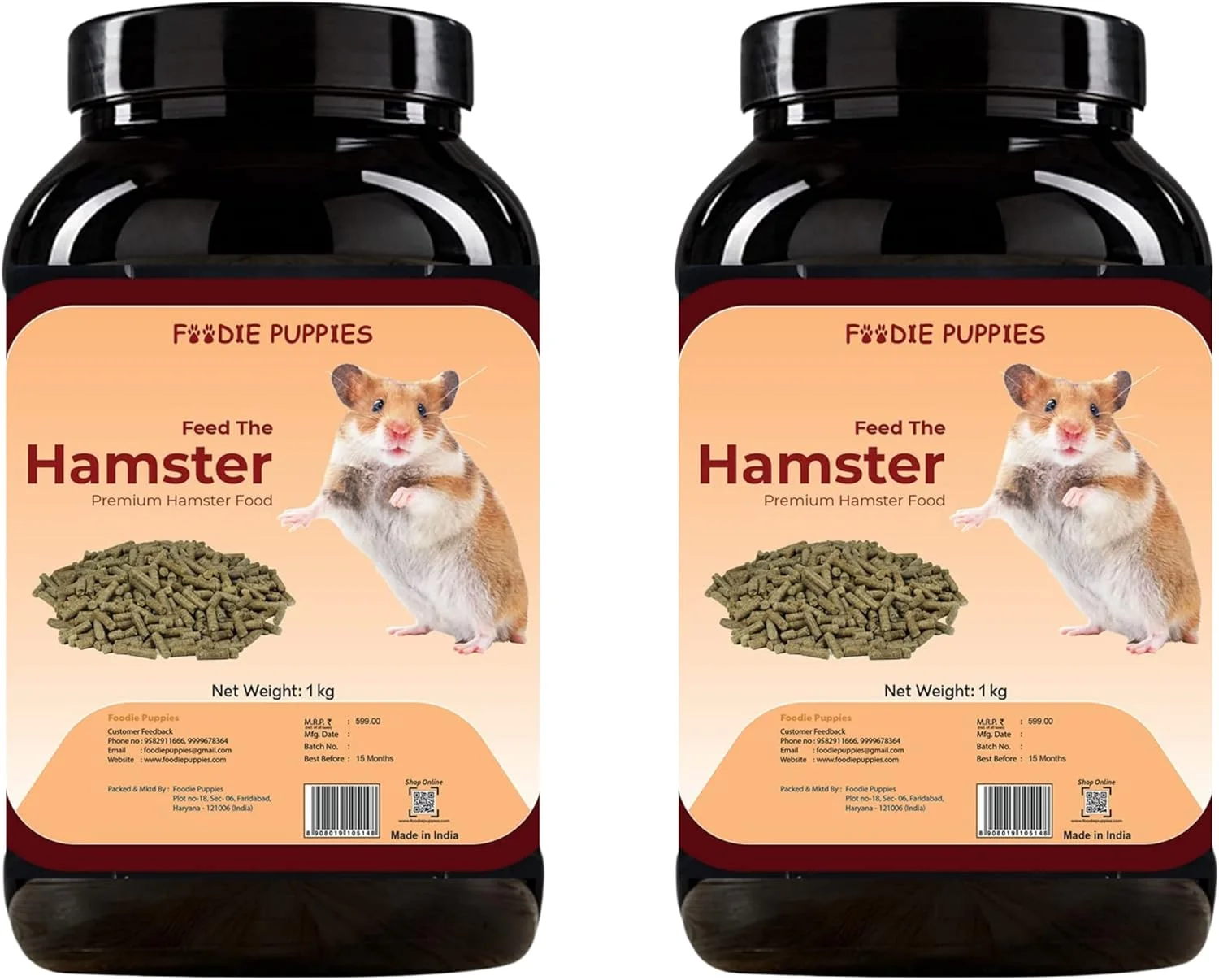 غذای خشک همستر Foodie Puppies، پلت های ۲ کیلوگرمی، رژیم غذایی بسیار مغذی و با کیفیت | مناسب برای انواع همستر