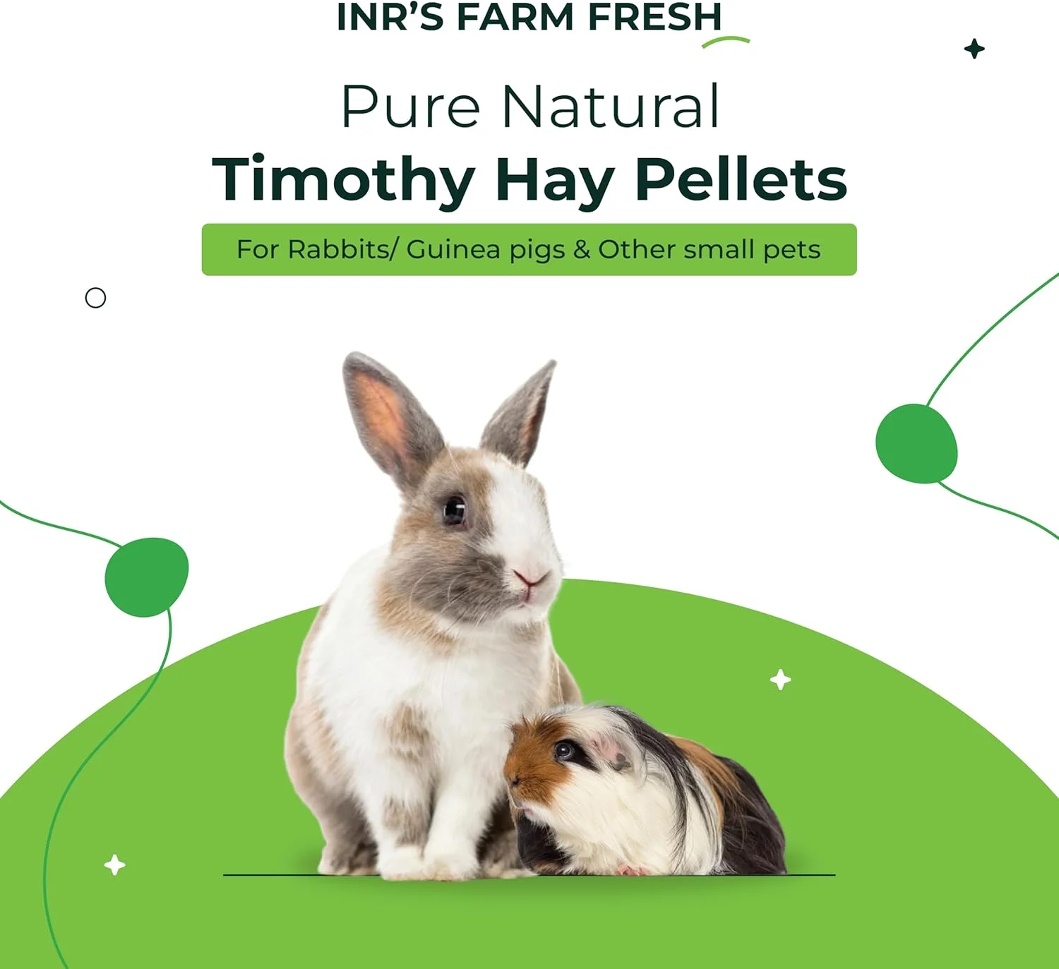 پلت یونجه تیموتی خالص و طبیعی مزرعه INR، 400 گرمی، مناسب خرگوش، خوکچه هندی، همستر و حیوانات خانگی کوچک | غذای مغذی برای تمام مراحل زندگی