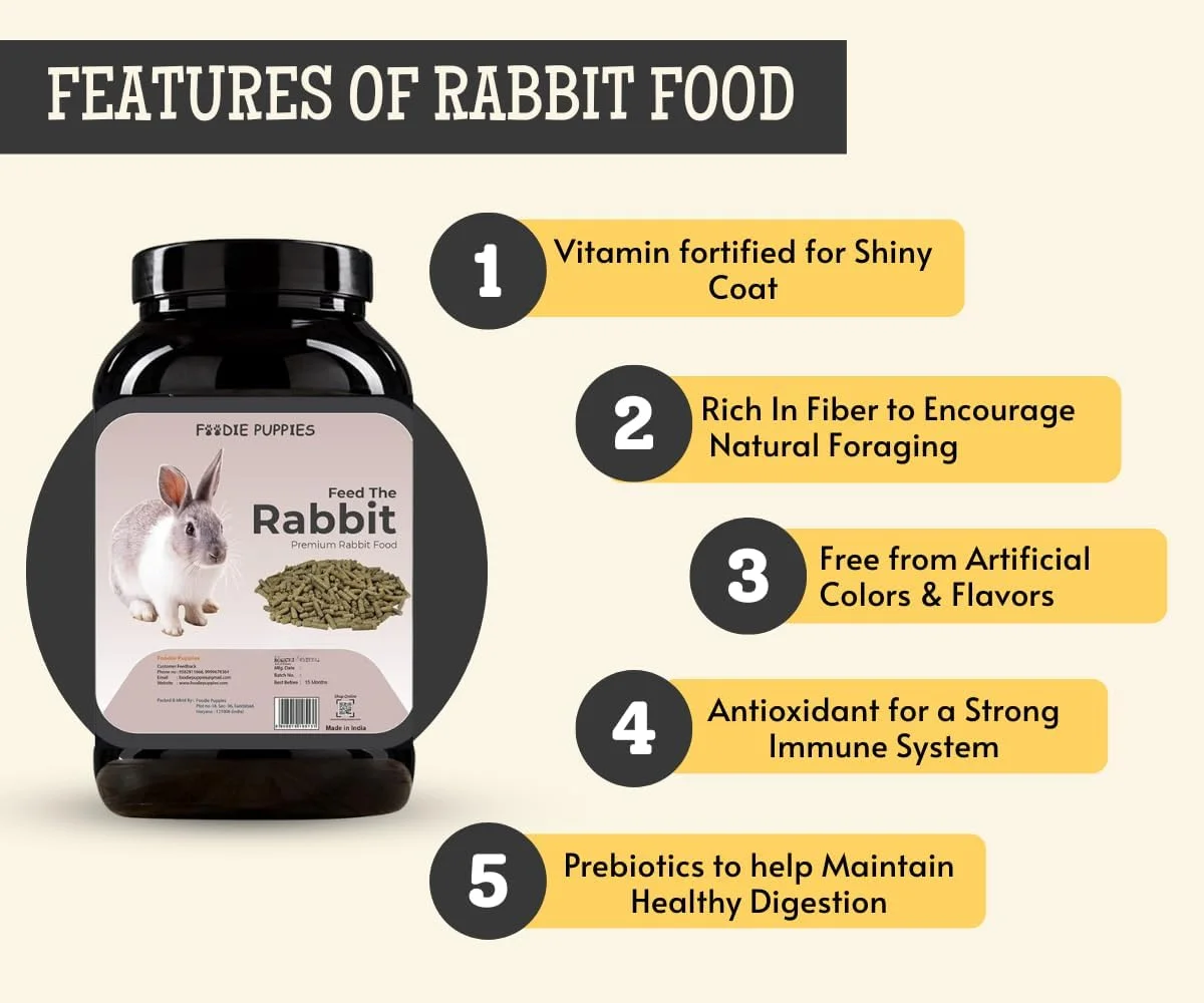 غذای خشک خرگوش Foodie Puppies، پلت های غذایی درجه یک 1 کیلوگرمی | مناسب برای انواع خرگوش | غذای خرگوش بالغ، انتخاب متخصص تغذیه