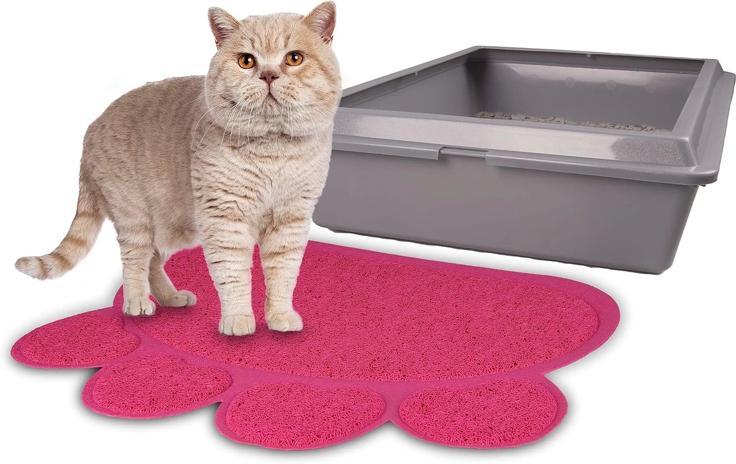 زیرانداز ظرف خاک گربه فلامینگو مدل پیتو، سرخابی، 30x40 سانتی متر