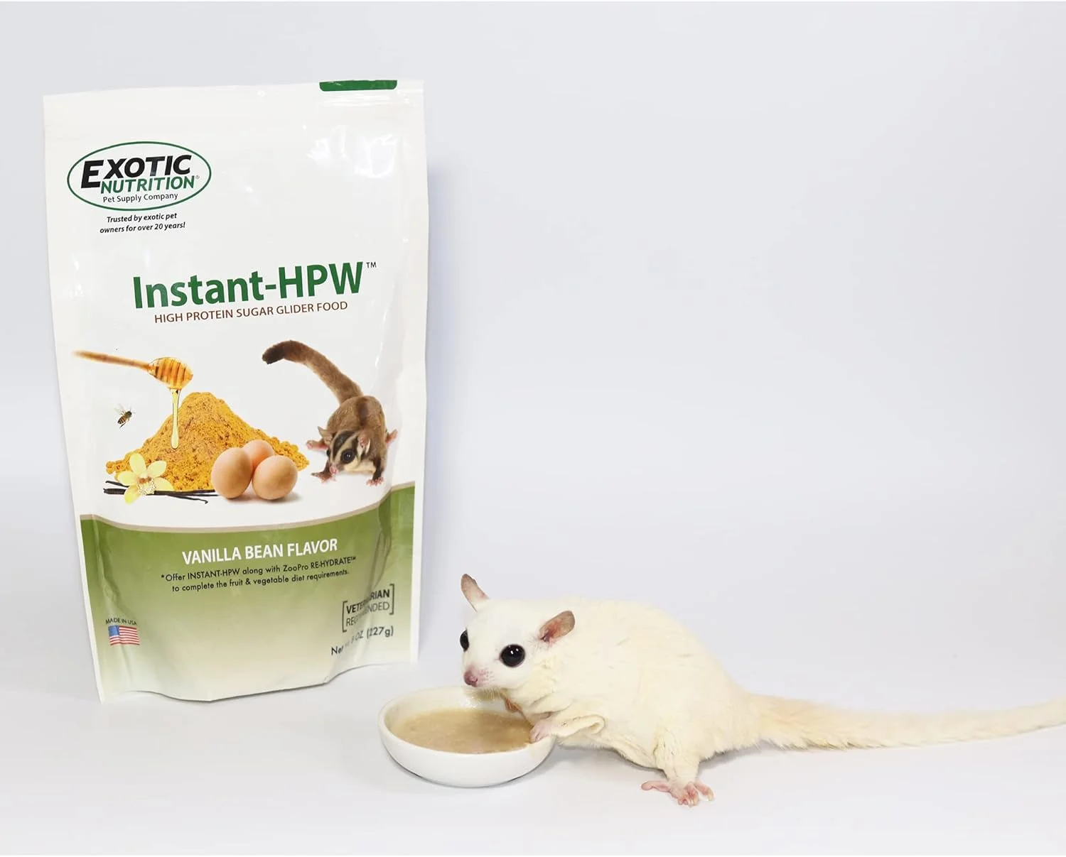 غذای سنجابک شکری غنی شده با ویتامین های طبیعی Exotic Nutrition Instant-HPW - غذای اصلی با پروتئین بالا (226 گرم)