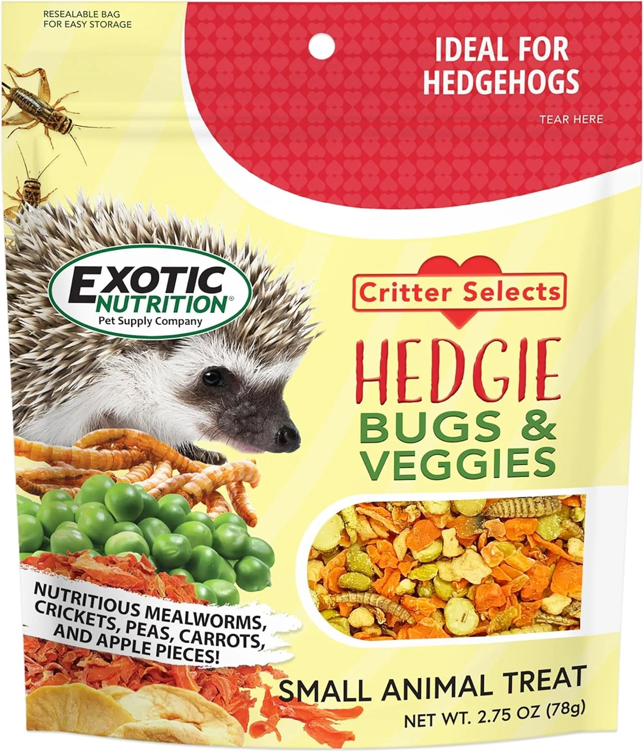 تغذیه اگزوتیک، مخلوط حشرات و سبزیجات برای حیوانات خانگی، 78 گرم
