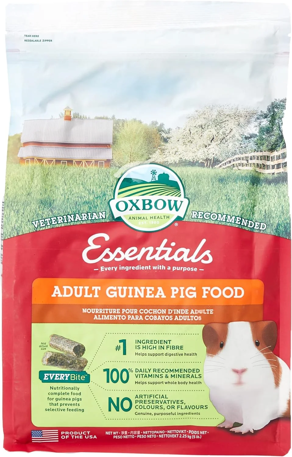 غذای کامل خوکچه هندی بالغ آکس بو، ۲.۲ کیلوگرم، چند رنگ، Occ200، غذای حیوانات