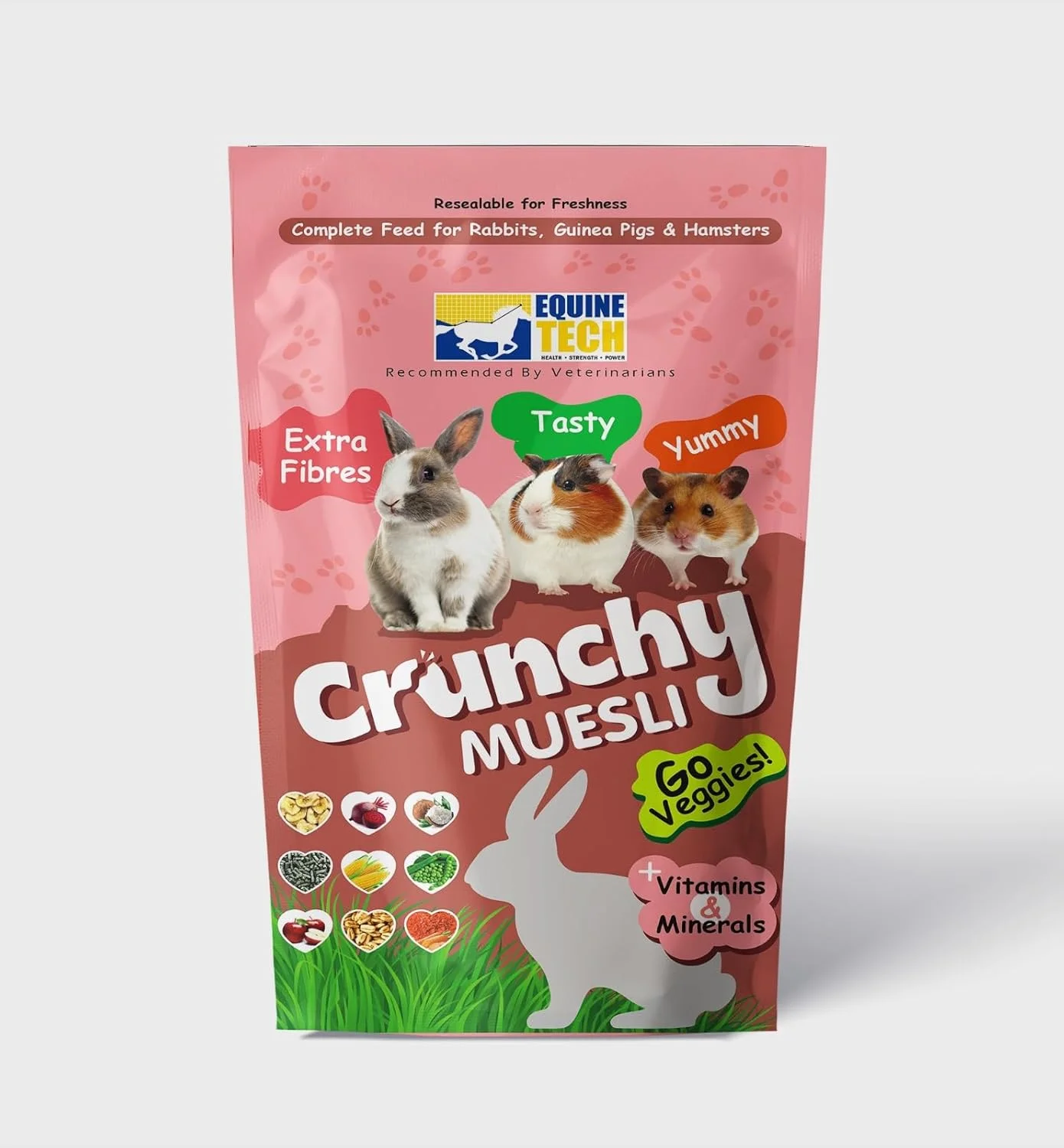 غذای کامل خرگوش، خوراک/تشویقی/میان وعده های پر فیبر - مخلوط موسلی ترد برای خرگوش، خوکچه هندی، همستر - غذای کاملا طبیعی غنی از ویتامین برای حیوانات خانگی کوچک - توصیه شده توسط متخصصان دامپزشکی