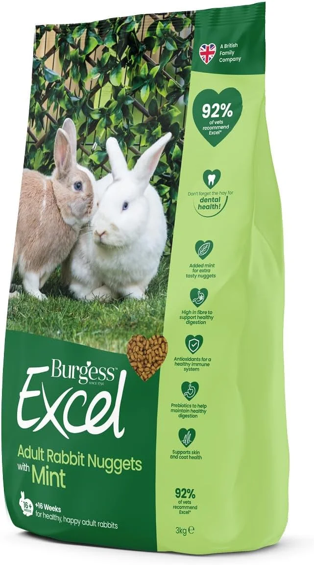 غذای کامل خرگوش بالغ Burgess Excel با طعم نعناع - 10 کیلوگرم