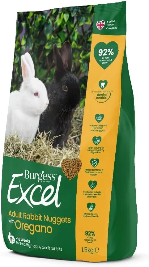 غذای کامل خرگوش بالغ Burgess Excel با طعم پونه کوهی - ۱.۵ کیلوگرم