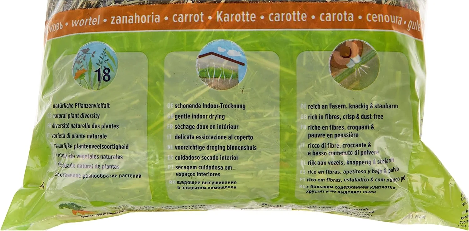 یونجه علف تازه خرگوش بانی نیچر با هویج 500 گرمی (بسته 2 عددی)