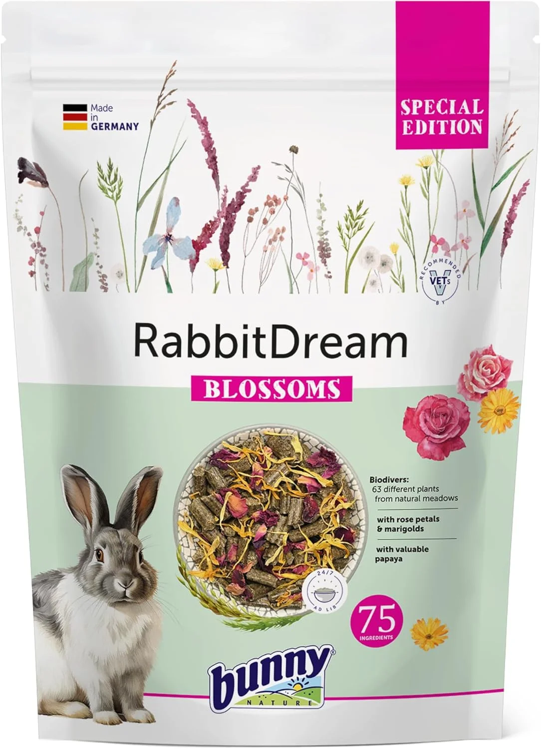 Bunny Nature Complete Food for Adult Rabbits, Rabbit Dream Special Edition Blossoms 1.5kg