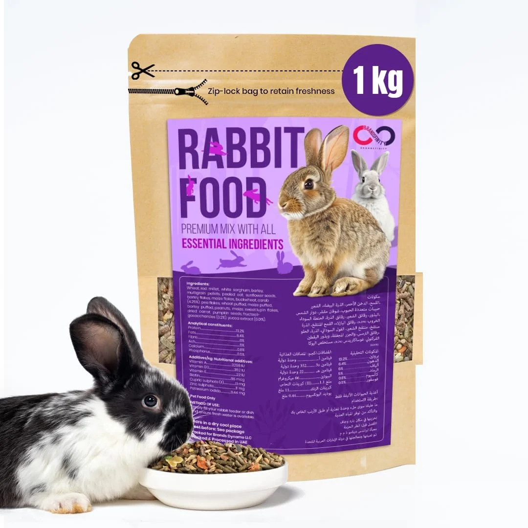 غذای خرگوش ممتاز Brandsfinity، ۱ کیلوگرم – پلت چند غله، گندم، ارزن، تخمه آفتابگردان و غیره – ایده آل برای خرگوش ها، غذای خرگوش