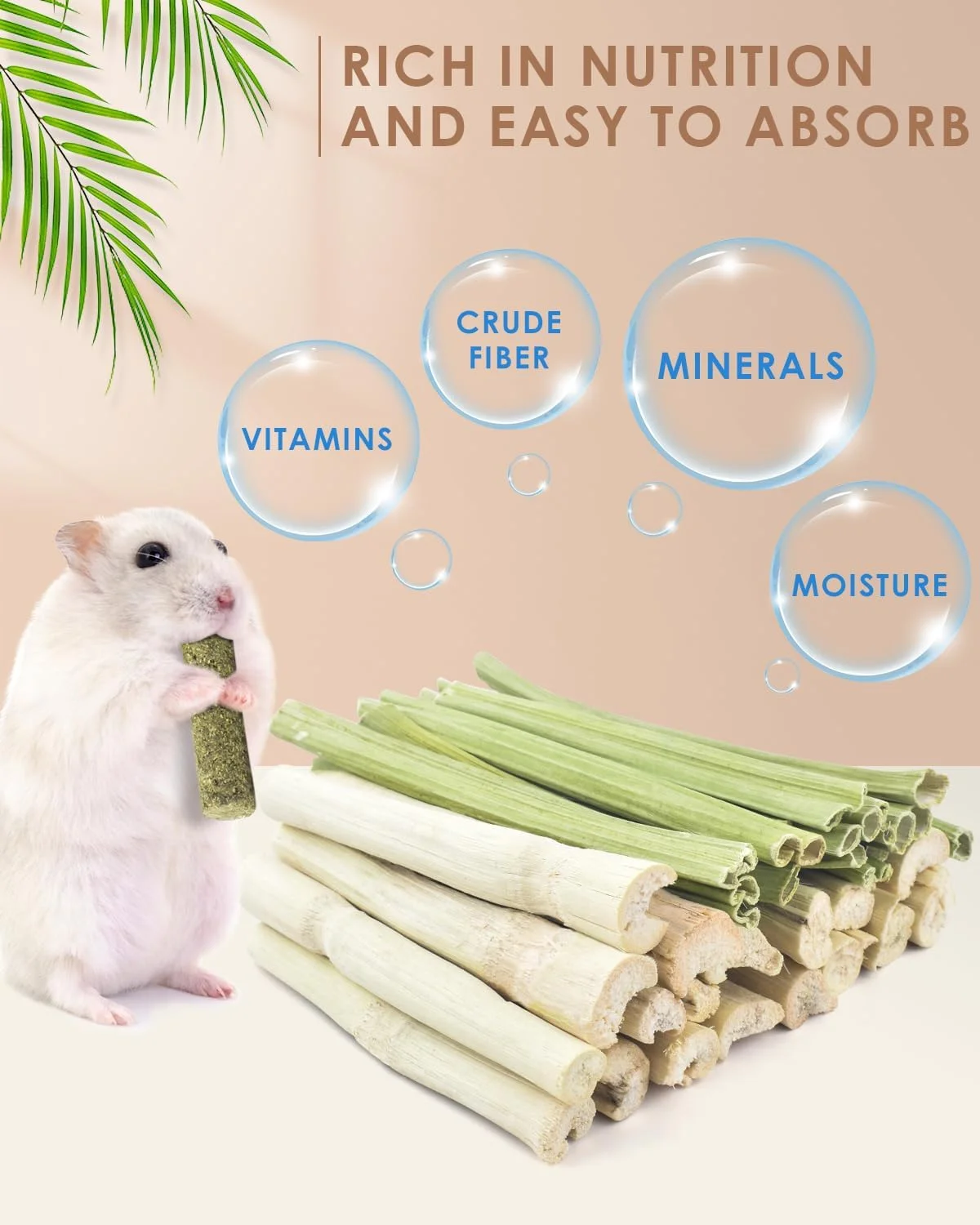 بیساپ - 40 عدد چوب جویدنی خرگوش، 20 عدد بامبو شیرین و 20 عدد ساقه پاپایا برای خرگوش ها
