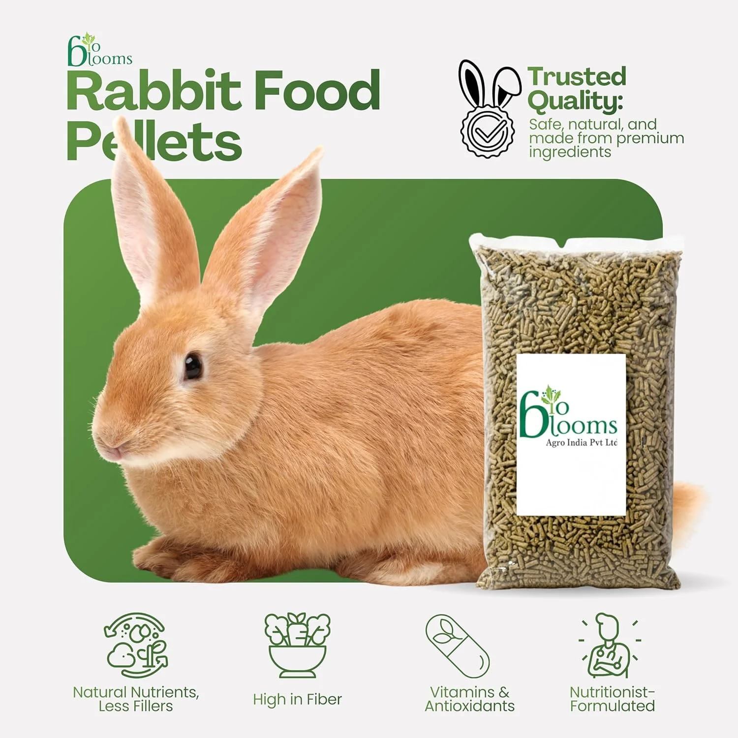 غذای مکمل مغذی پلت خرگوش بالغ BIO BLOOMS AGRO INDIA PRIVATE LIMITED (۵ کیلوگرم)