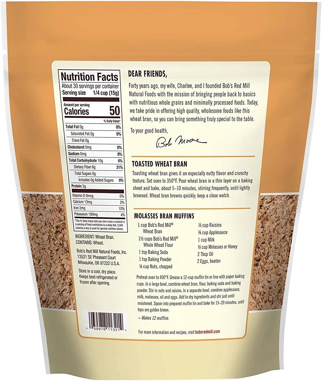 سبوس گندم پر فیبر بابز رد میل، ۴۵۰ گرم (بسته ۳ عددی)