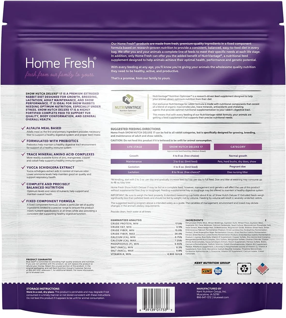 غذای خرگوش پلت اکسترود شده با کیفیت عالی Blue Seal، 2 کیلوگرمی، بسته بندی مجدد