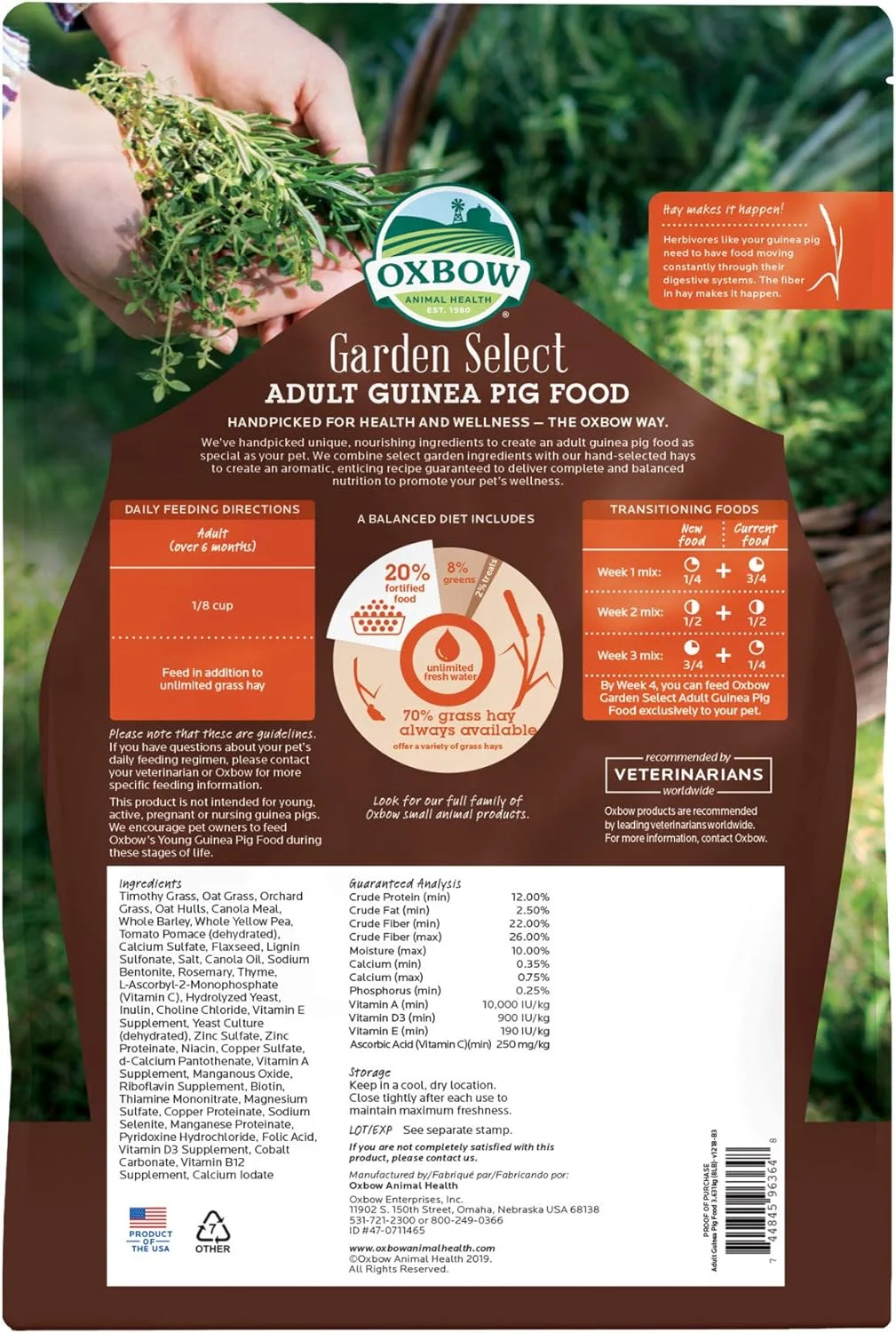 غذای جونده بالغ آکس بو، طعم باغ، بدون سویا یا گندم، غیر تراریخته، ساخت آمریکا، کیسه 8 پوندی