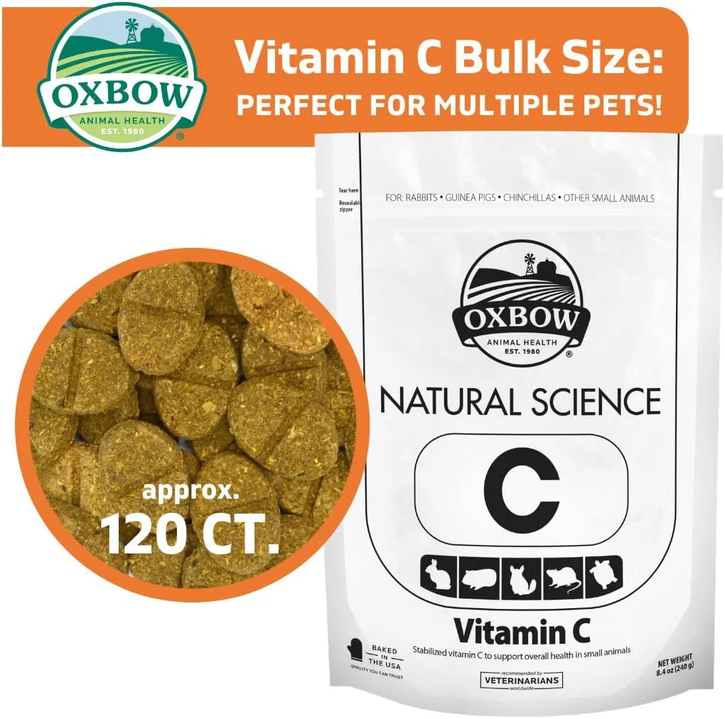 مکمل ویتامین C نچرال ساینس آکسبو برای حیوانات - ویتامین C برای خوکچه هندی و سایر حیوانات کوچک، 238 گرم