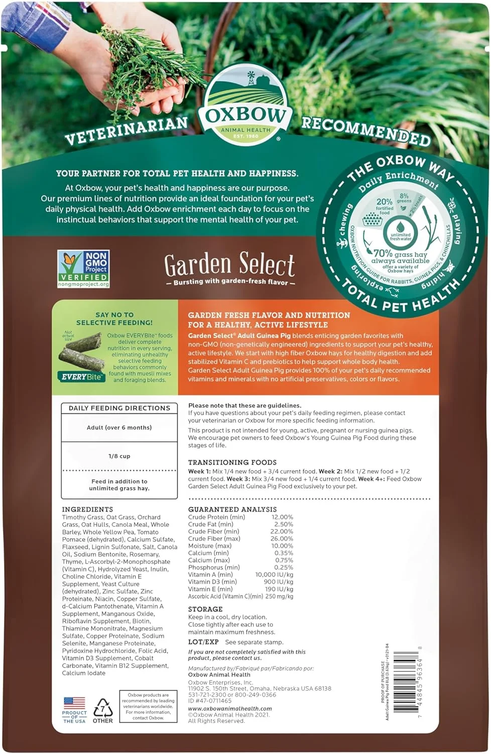 غذای جونده بالغ آکس بو، طعم باغ، بدون سویا یا گندم، غیر تراریخته، ساخت آمریکا، کیسه 8 پوندی