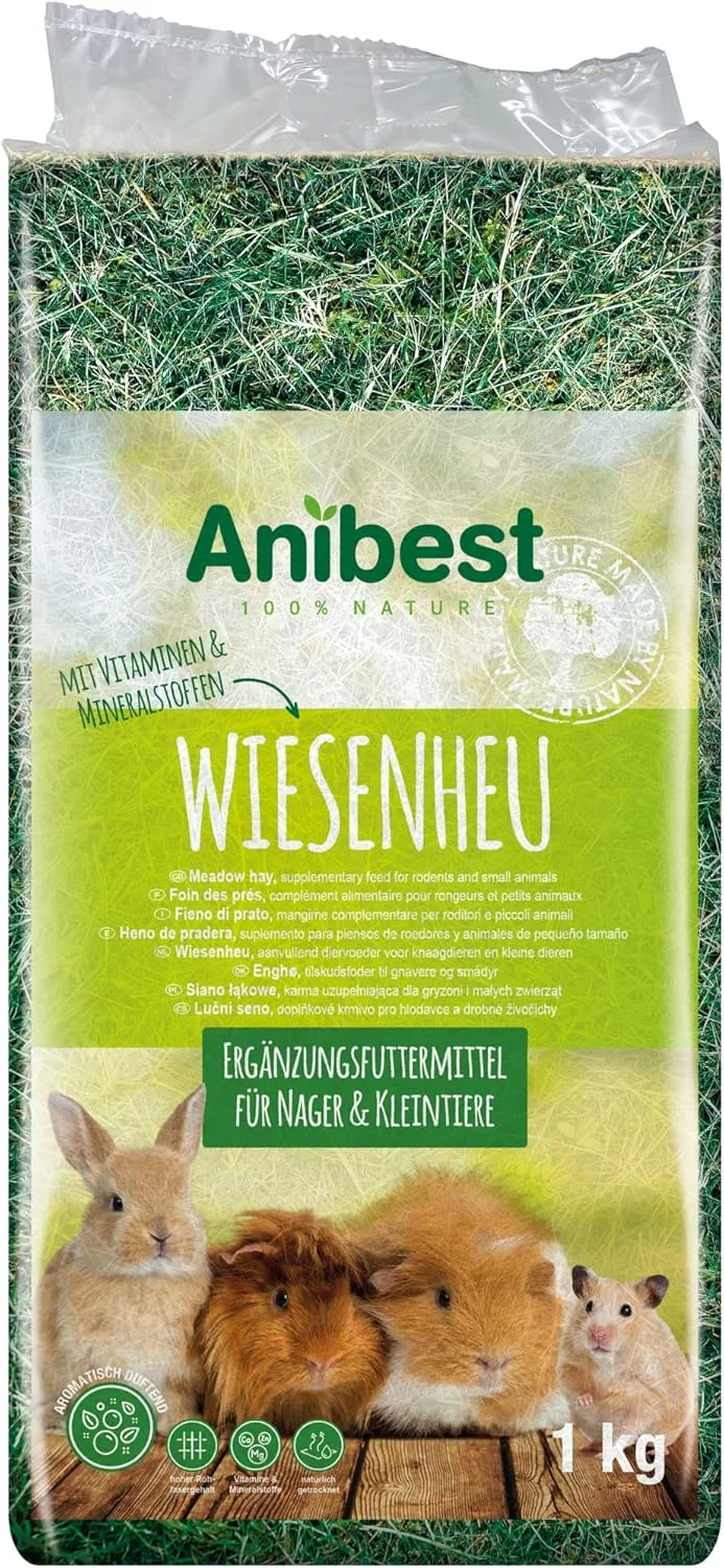یونجه خشک مراتع آنی‌بست - غذای ۱۰۰٪ طبیعی برای خرگوش‌ها، همسترها، خوکچه‌های هندی و سایر جوندگان و حیوانات کوچک - ساخت آلمان - ۱ کیلوگرم