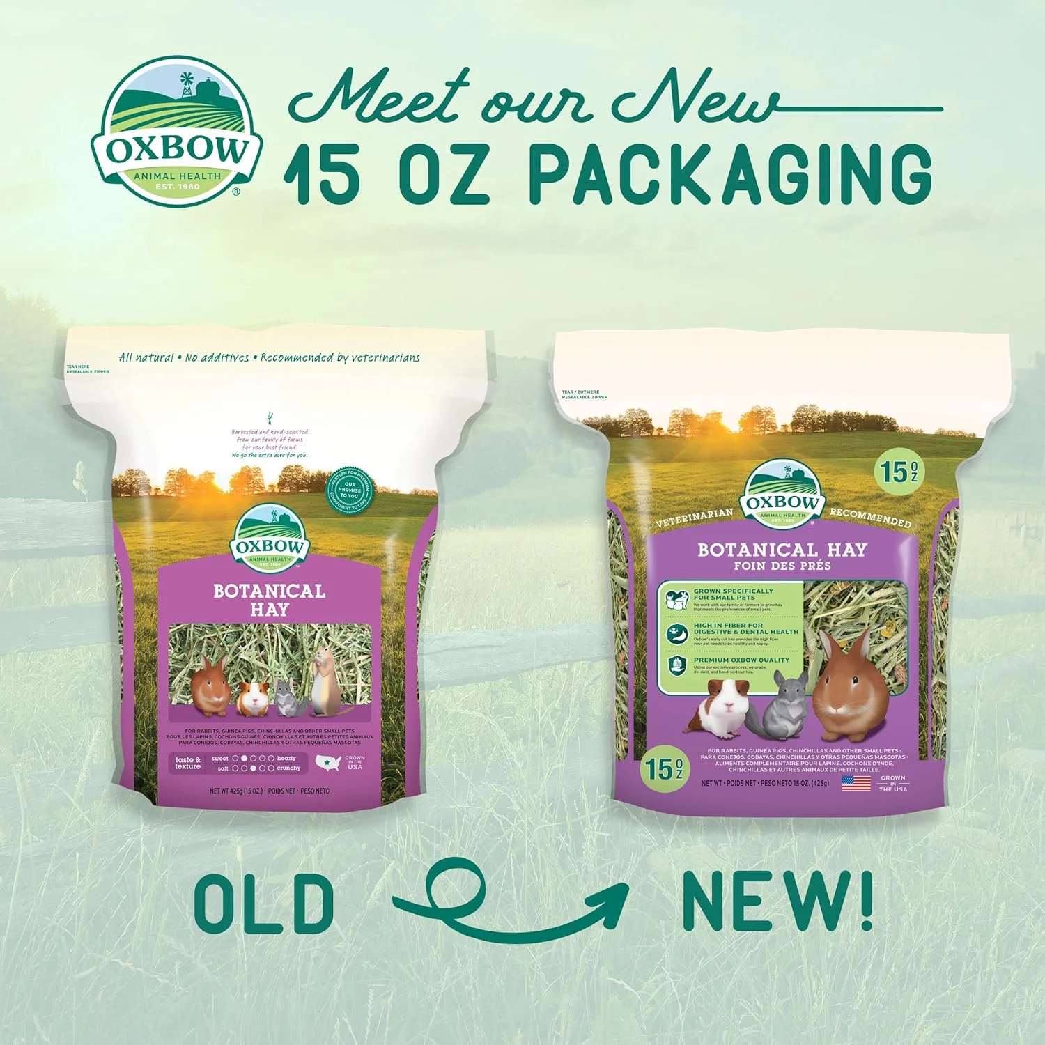 یونجه گیاهی آکس بو برای حیوانات کوچک، 425 گرم، چند رنگ، 529.00900.3، غذای حیوانات آکس بو