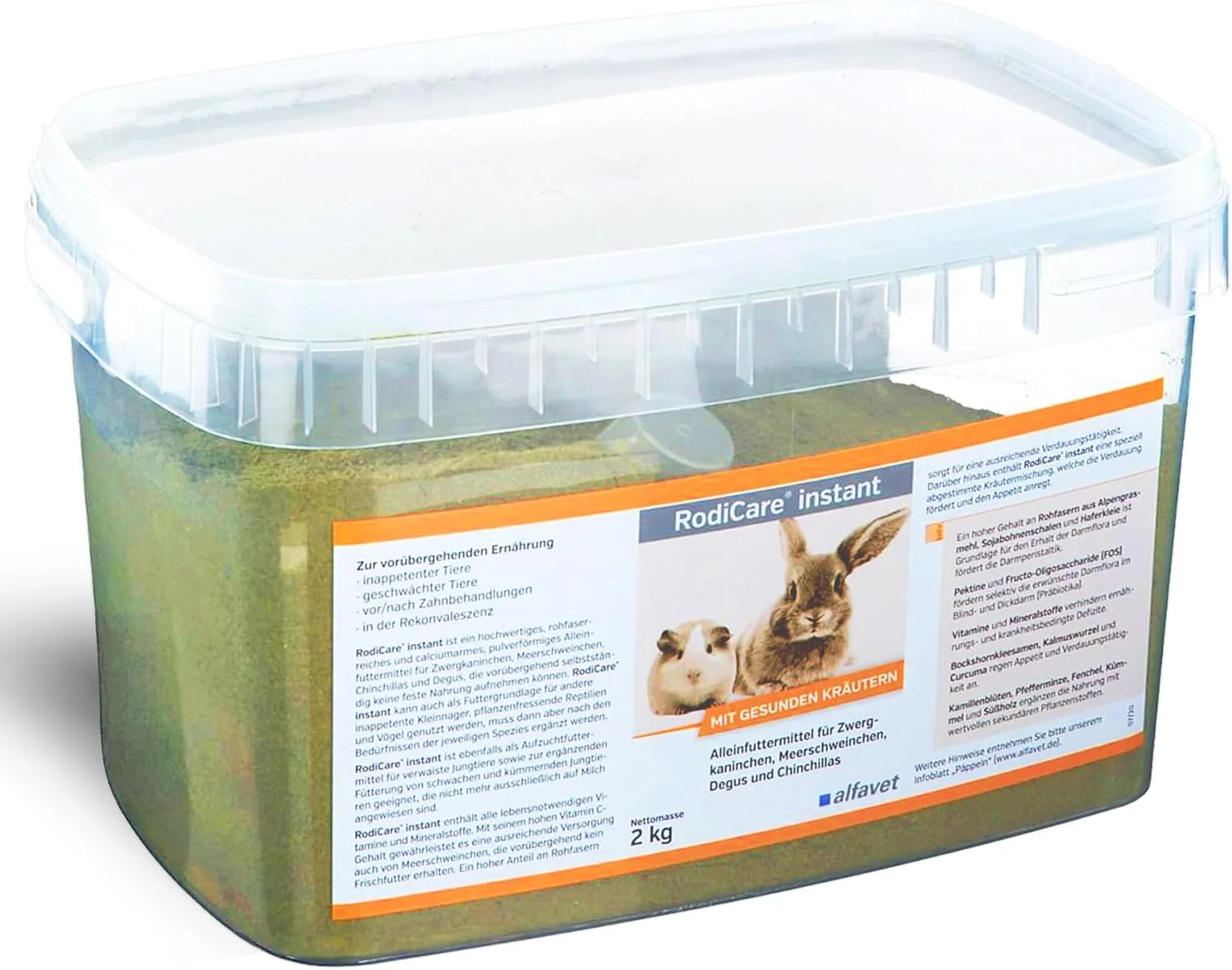 غذای فوری آلفاوت RodiCare برای خرگوش های کوتوله کوچک، خوکچه هندی و جوندگان کوچک ضعیف و بی اشتها، پودر 2 کیلوگرمی به همراه پیمانه اندازه گیری
