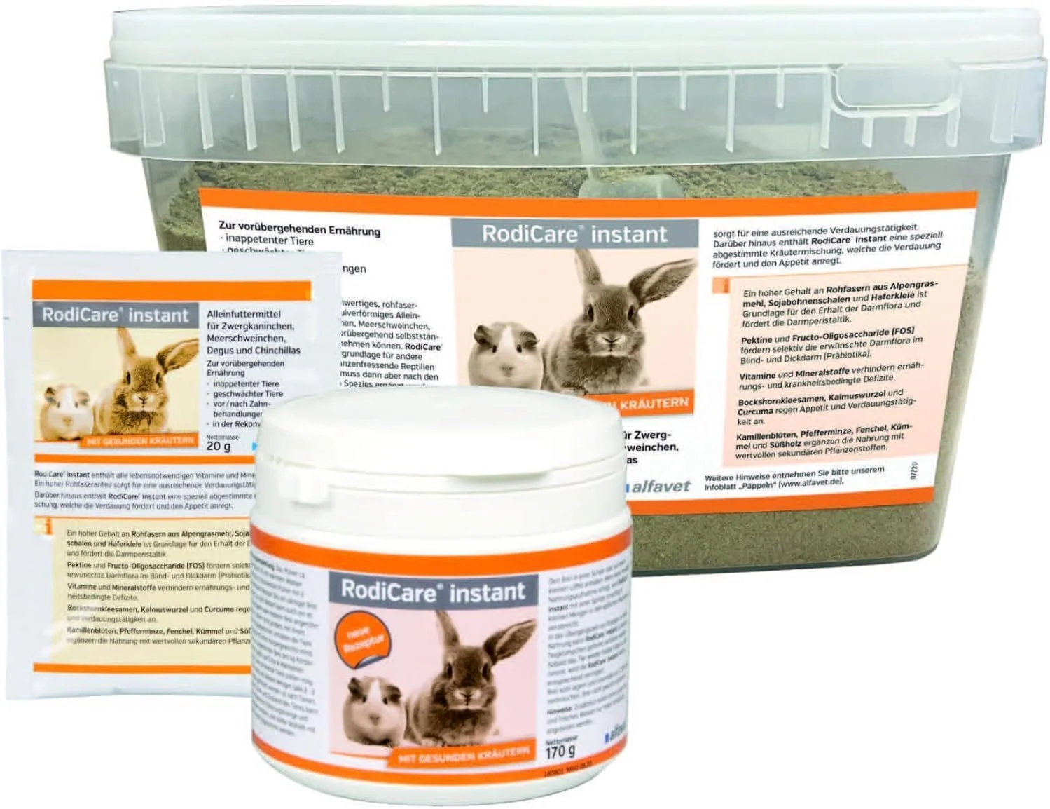 غذای فوری آلفاوت RodiCare برای خرگوش های کوتوله کوچک، خوکچه هندی و جوندگان کوچک ضعیف و بی اشتها، پودر 2 کیلوگرمی به همراه پیمانه اندازه گیری
