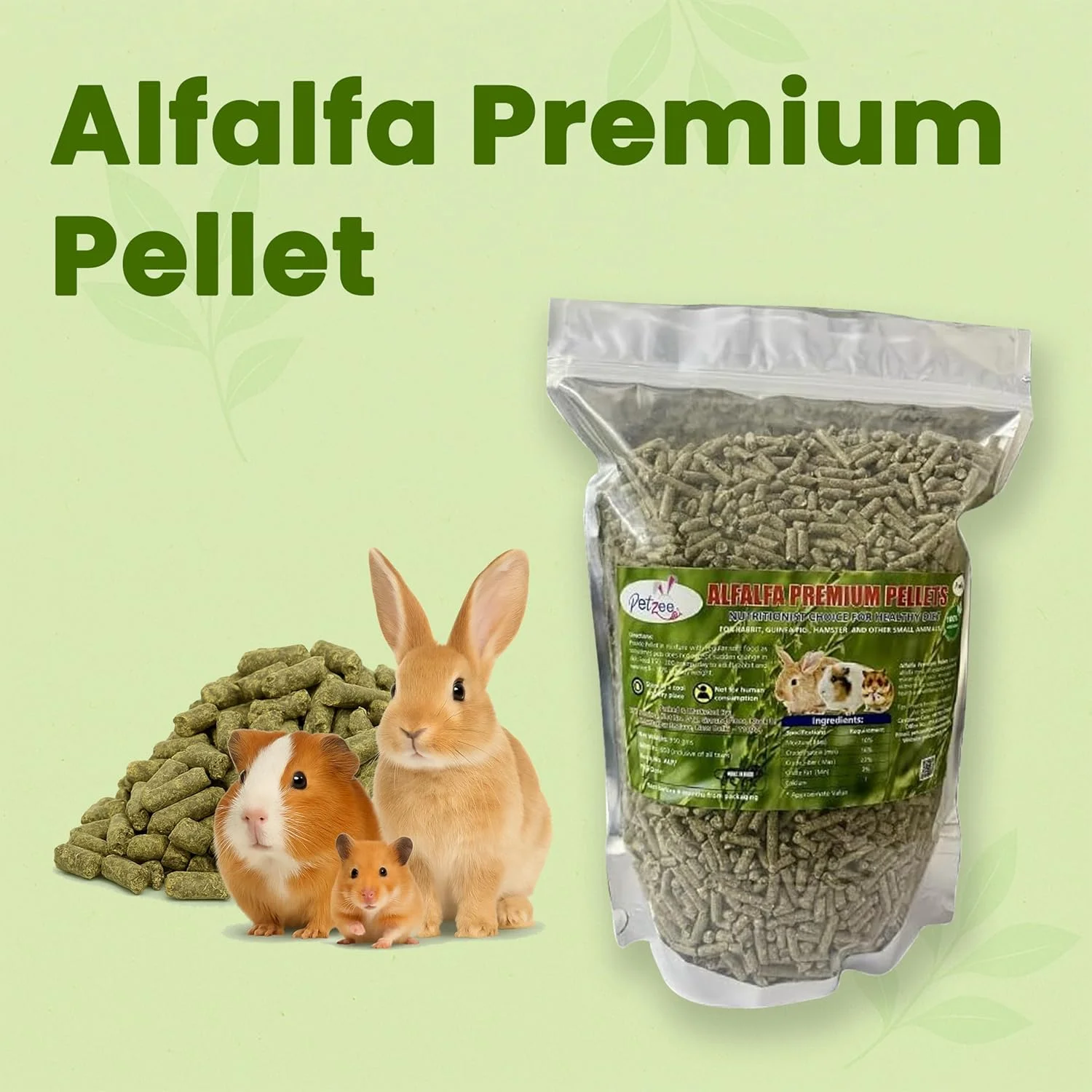 پلت یونجه، غذای مغذی بسیار با کیفیت مناسب برای انواع خرگوش، خوکچه هندی و سایر حیوانات کوچک، انتخاب متخصص تغذیه (950 گرم) 3 میلی متر پلت یونجه، غذای مغذی بسیار با کیفیت مناسب برای انواع خرگوش، خوکچه هندی و سایر حیوانات کوچک، انتخاب متخصص تغذیه (950 گرم) 3 میلی متر