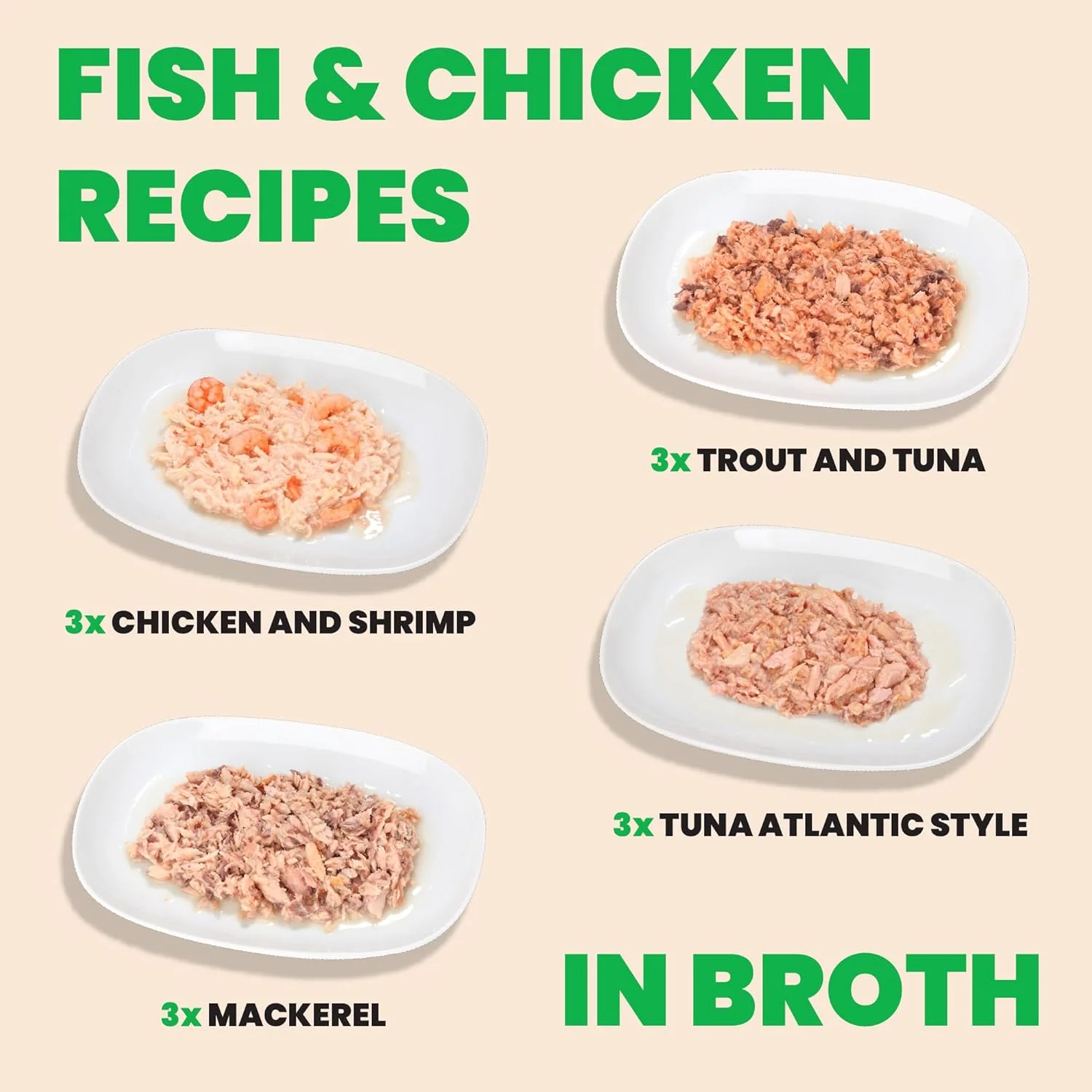 آلمو نیچر HQS غذای مرطوب گربه بالغ، بدون غلات و افزودنی - ماهی تن آتلانتیک (6)؛ ماهی خال مخالی (6)؛ مرغ و میگو (6)؛ قزل آلا و ماهی تن (6)، تکه شده