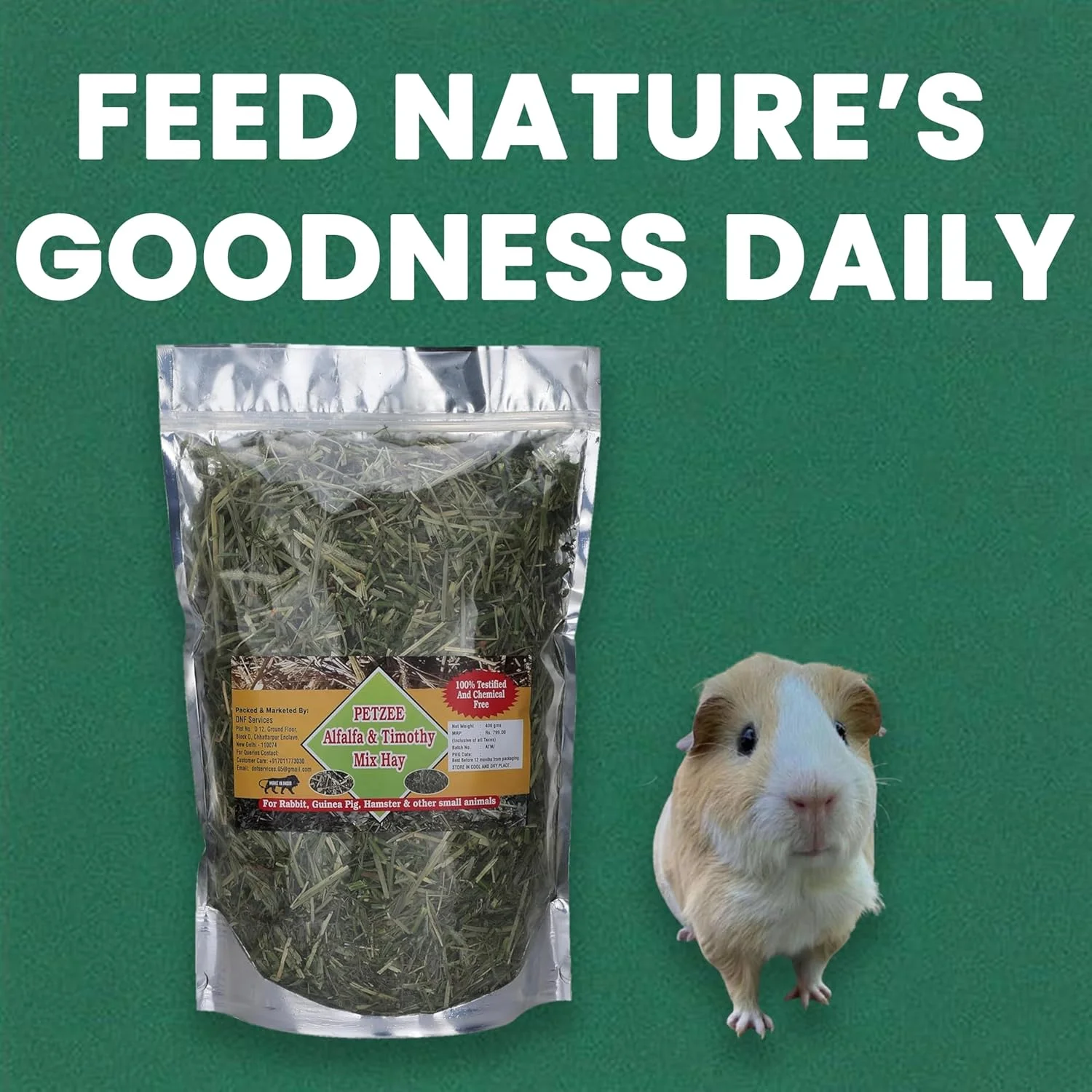 یونجه و علف تیموتی مخلوط شده برای خرگوش، خوکچه هندی، همستر و سایر حیوانات کوچک (400 گرم) یونجه و علف تیموتی مخلوط شده برای خرگوش، خوکچه هندی، همستر و سایر حیوانات کوچک (400 گرم)