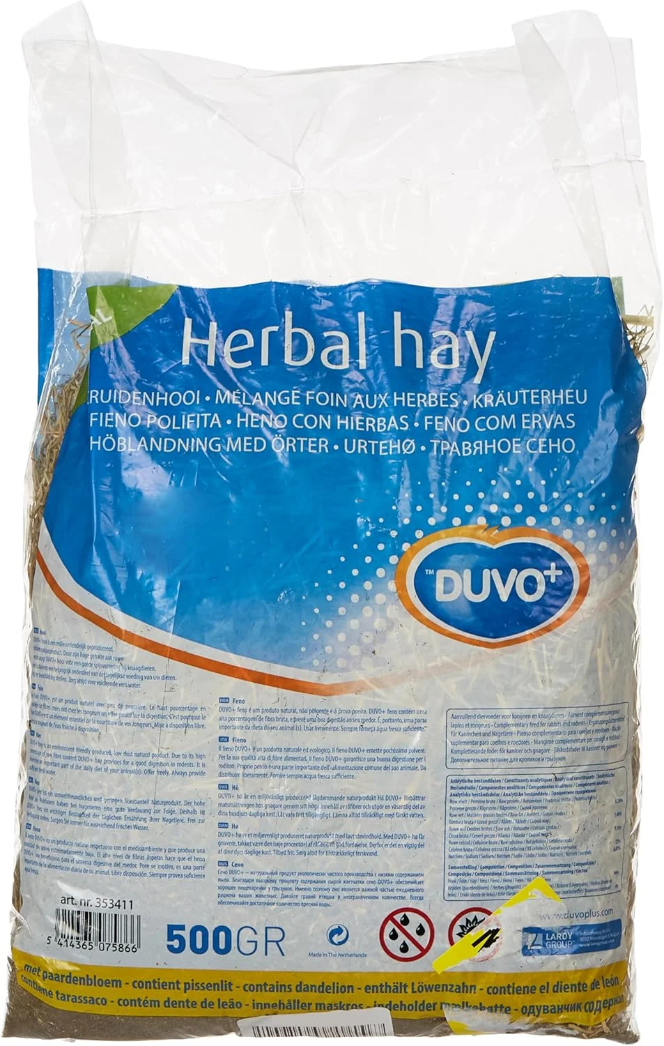 یونجه گیاهی قاصدک Duvo+ 353411، ۵۰۰ گرم (بسته بندی ممکن است متفاوت باشد) یونجه گیاهی قاصدک Duvo+ 353411، ۵۰۰ گرم (بسته بندی ممکن است متفاوت باشد)