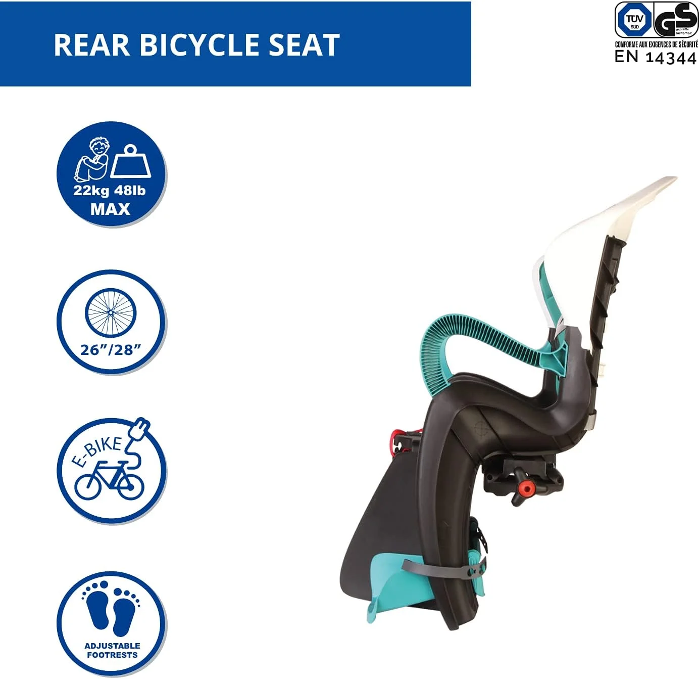 صندلی عقب دوچرخه کودک بللی مدل تایگر مناسب کودکان تا 22 کیلوگرم، 3 تا 8 سال، نصب روی باربند