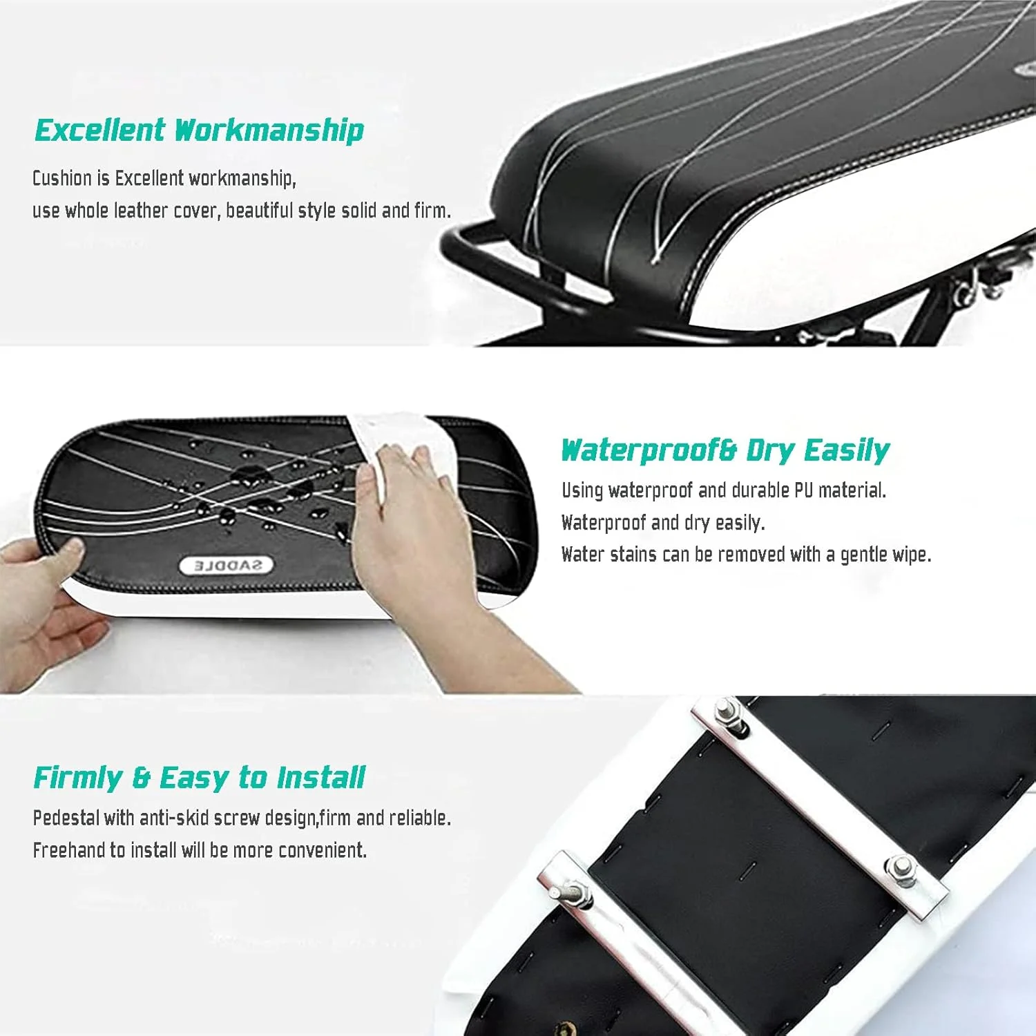 صندلی عقب دوچرخه کودک آواستار، صندلی دوچرخه نصب شده در عقب، صندلی پشتی دوچرخه جهانی، بالشتک ضخیم صندلی عقب دوچرخه برای بزرگسالان و کودکان، ضد ضربه، نصب و تمیز کردن آسان