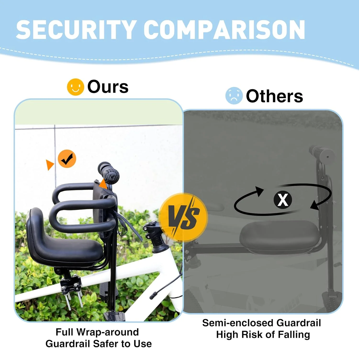 صندلی دوچرخه کودک - نصب در جلو، صندلی دوچرخه کودک برای دوچرخه بزرگسالان، صندلی دوچرخه کودک جمع شونده نصب شده در جلو، صندلی دوچرخه کودک نوپا برای کودکان 8 ماهه تا 4+ ساله، مشکی