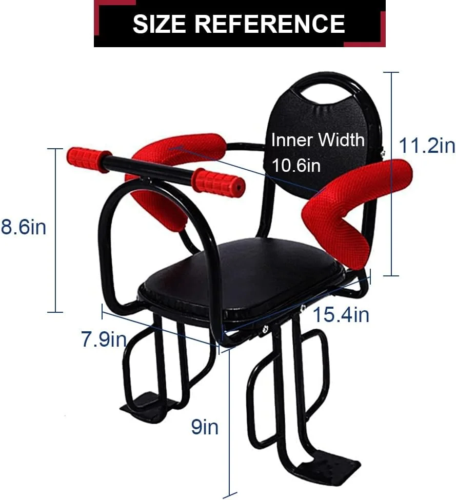 صندلی عقب دوچرخه آکاسیا، صندلی پشتی کودک با بالشتک ضخیم، دسته استراحت جداشدنی، مجموعه تکیه گاه دست و جاپایی صندلی عقب دوچرخه آکاسیا، صندلی پشتی کودک با بالشتک ضخیم، دسته استراحت جداشدنی، مجموعه تکیه گاه دست و جاپایی