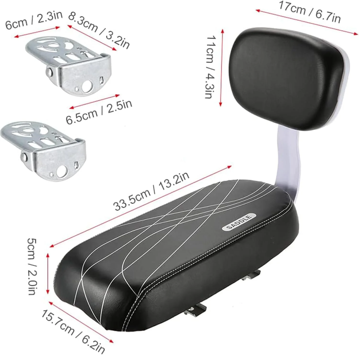 صندلی پشتی دوچرخه با پشتی برای کودکان نوپا، روکش چرمی برای اتصال به باربند