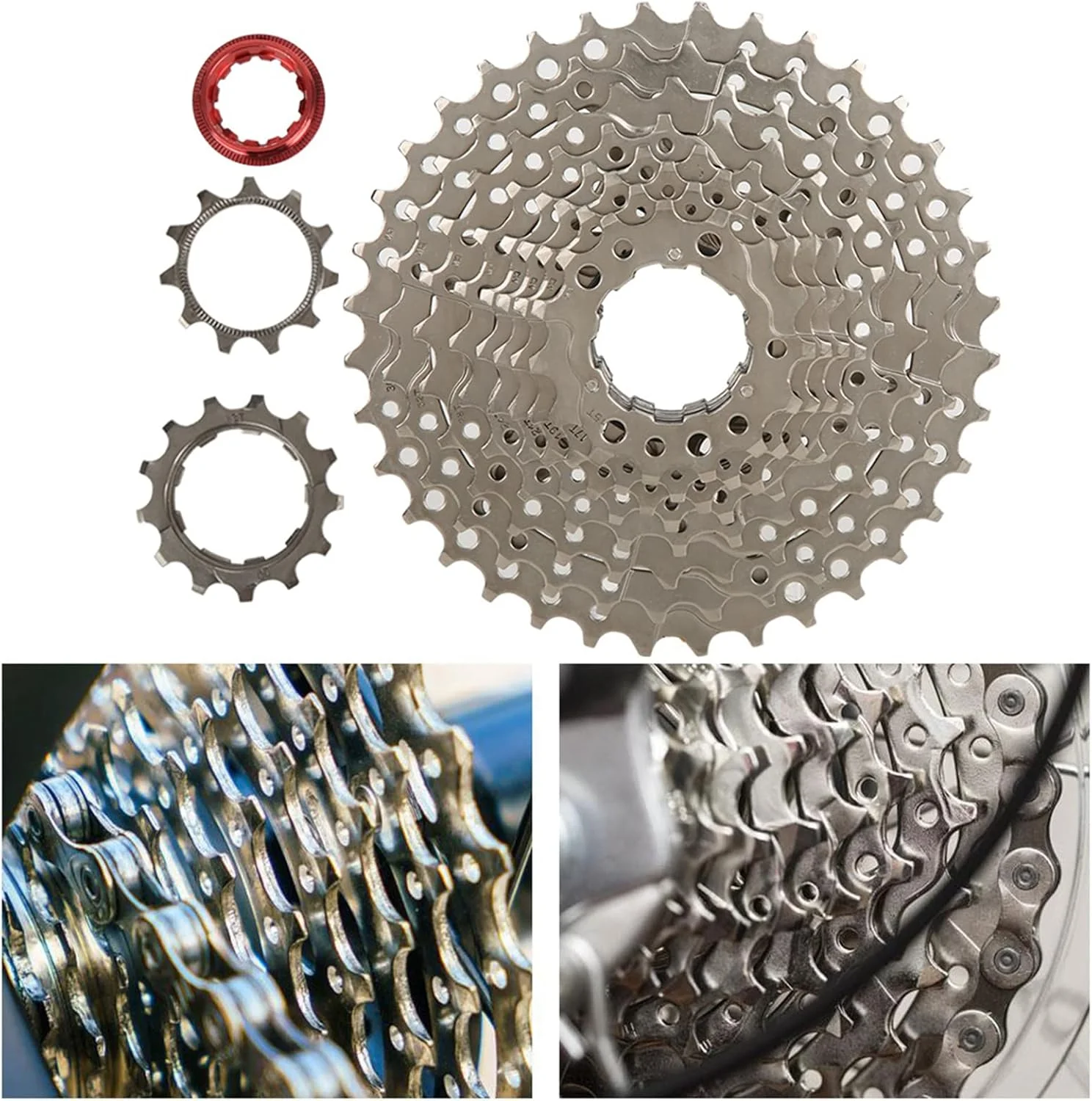 چرخ دنده خودرو فولادی دوچرخه Cryfokt برای تنظیم دقیق سواری، لوازم جانبی دوچرخه 10 سرعته برای دوچرخه سواران، رنگ نقره ای چرخ دنده خودرو فولادی دوچرخه Cryfokt برای تنظیم دقیق سواری، لوازم جانبی دوچرخه 10 سرعته برای دوچرخه سواران، رنگ نقره ای