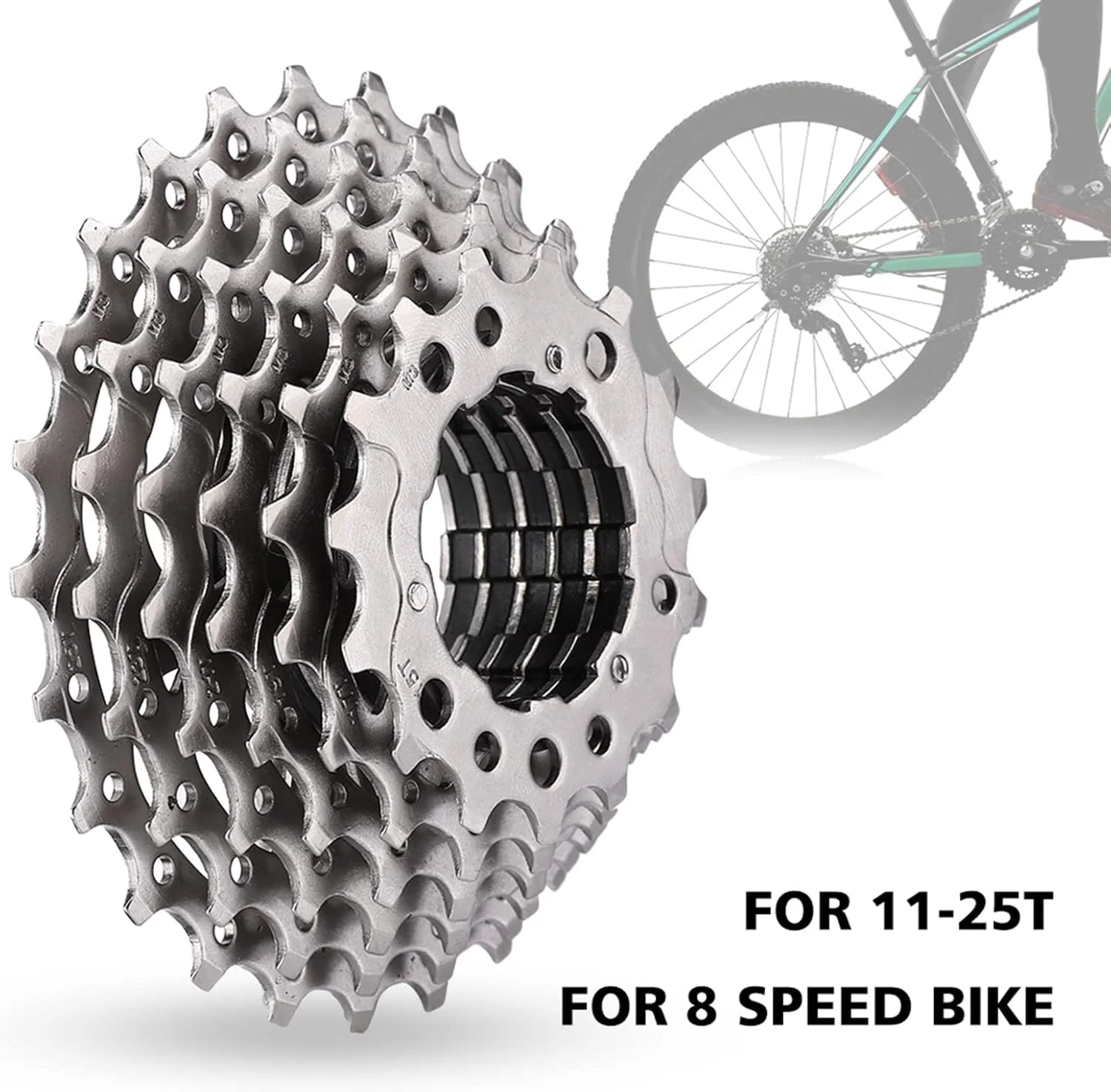 چرخ دنده خودرو هشت سرعته ضد زنگ، نصب آسان، لوازم جانبی جایگزین دوچرخه برای زنجیر 11-25T فولادی