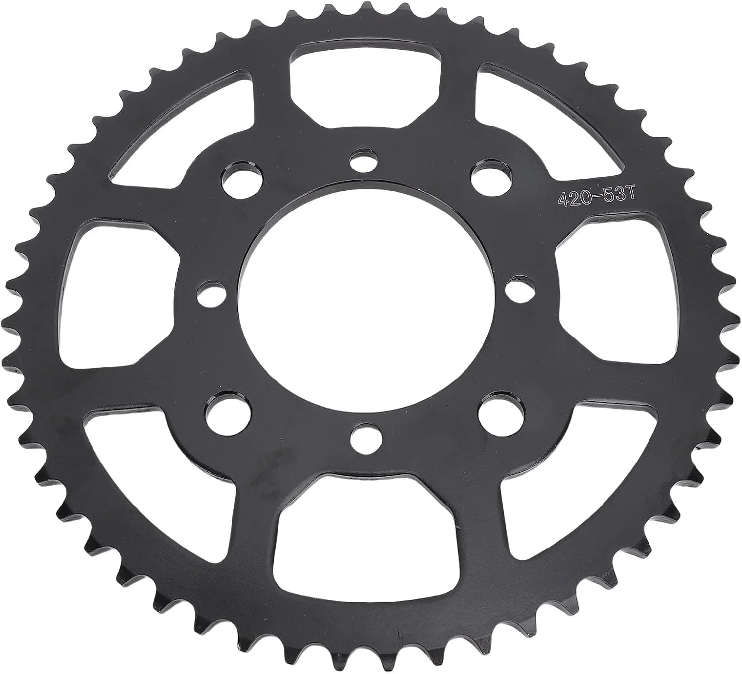چرخ زنجیر عقب Cryfokt، آلیاژ فولادی 53T 420 موتور سیکلت، چرخ زنجیر عقب موتور با استحکام بالا و نسبت دنده کارآمد برای موتور سیکلت های 50 تا 160 میلی لیتر، قطر داخلی 76 میلی متر