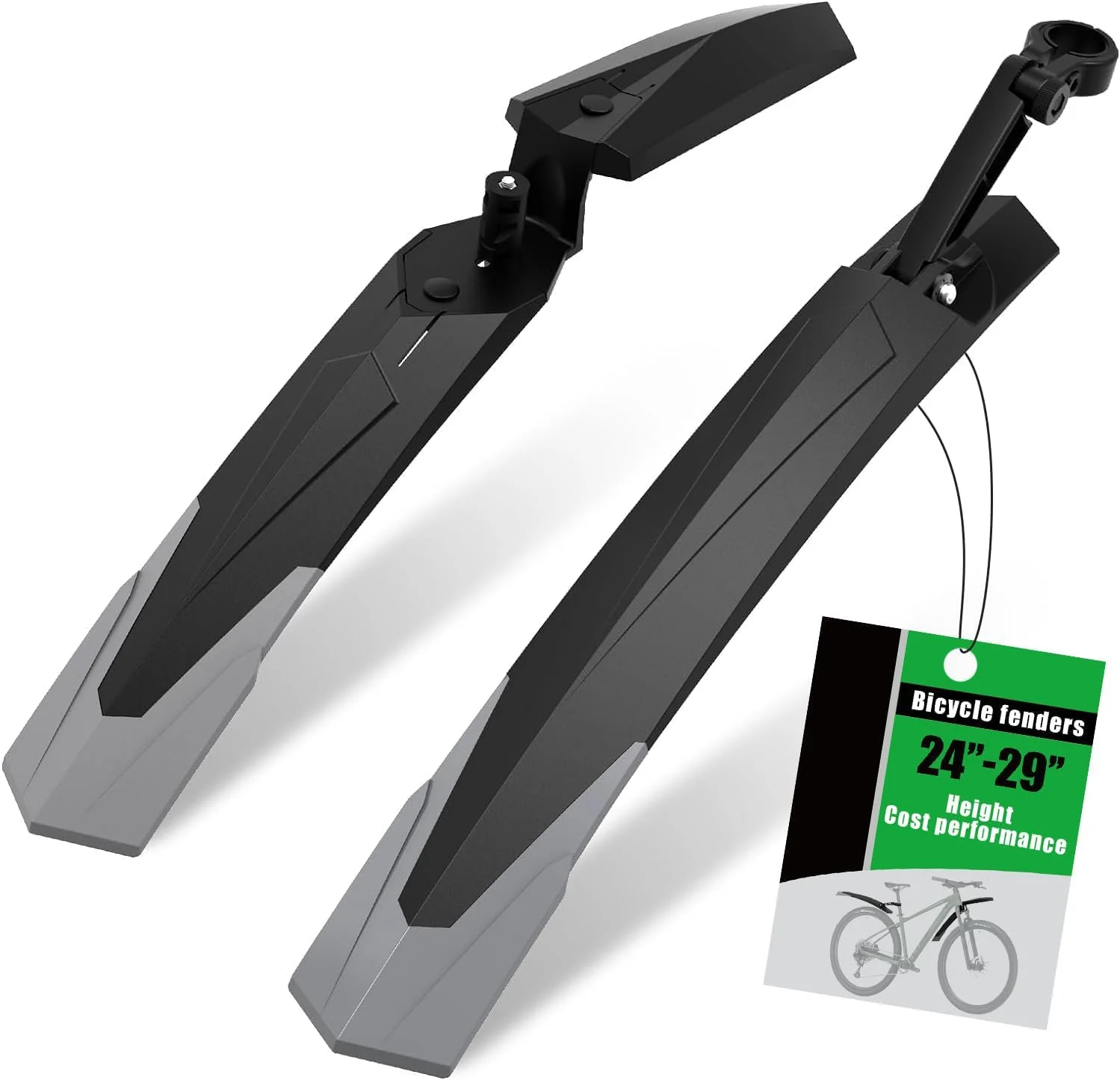 مجموعه گلگیر دوچرخه TERRIFI برای دوچرخه کوهستان، گلگیر دوچرخه قابل تنظیم، گلگیر جهانی برای دوچرخه های 24-29 اینچی، مناسب برای دوچرخه های برقی، بادوام و نصب آسان